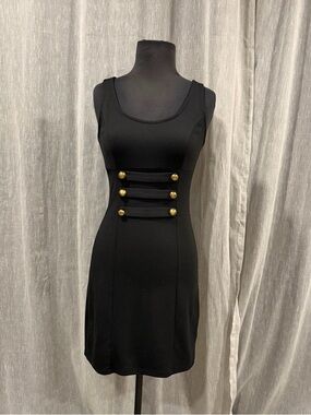 Ruby Rox Black Mini Dress with Gold Buttons